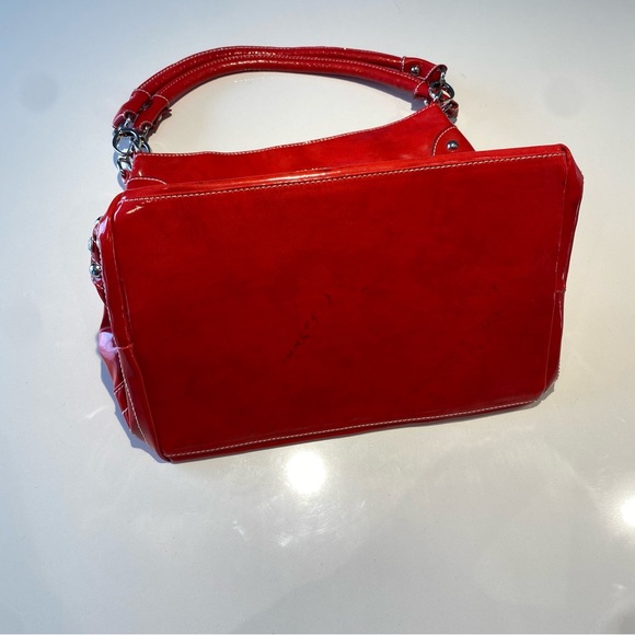 🛍️ 4 for 20$ / Vintage Peace Logo Rhinestone Glossy Faux Leather Handbag - Picture 15 of 16